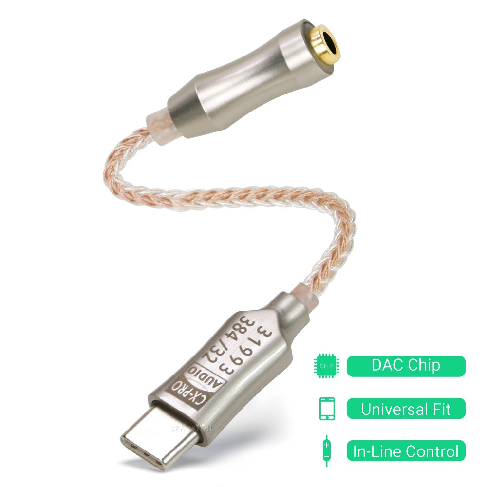 Fixim DAC Entry - Convertisseur audio USB C vers jack 3,5 mm Adaptateur Hi-Fi avec puce CX31993