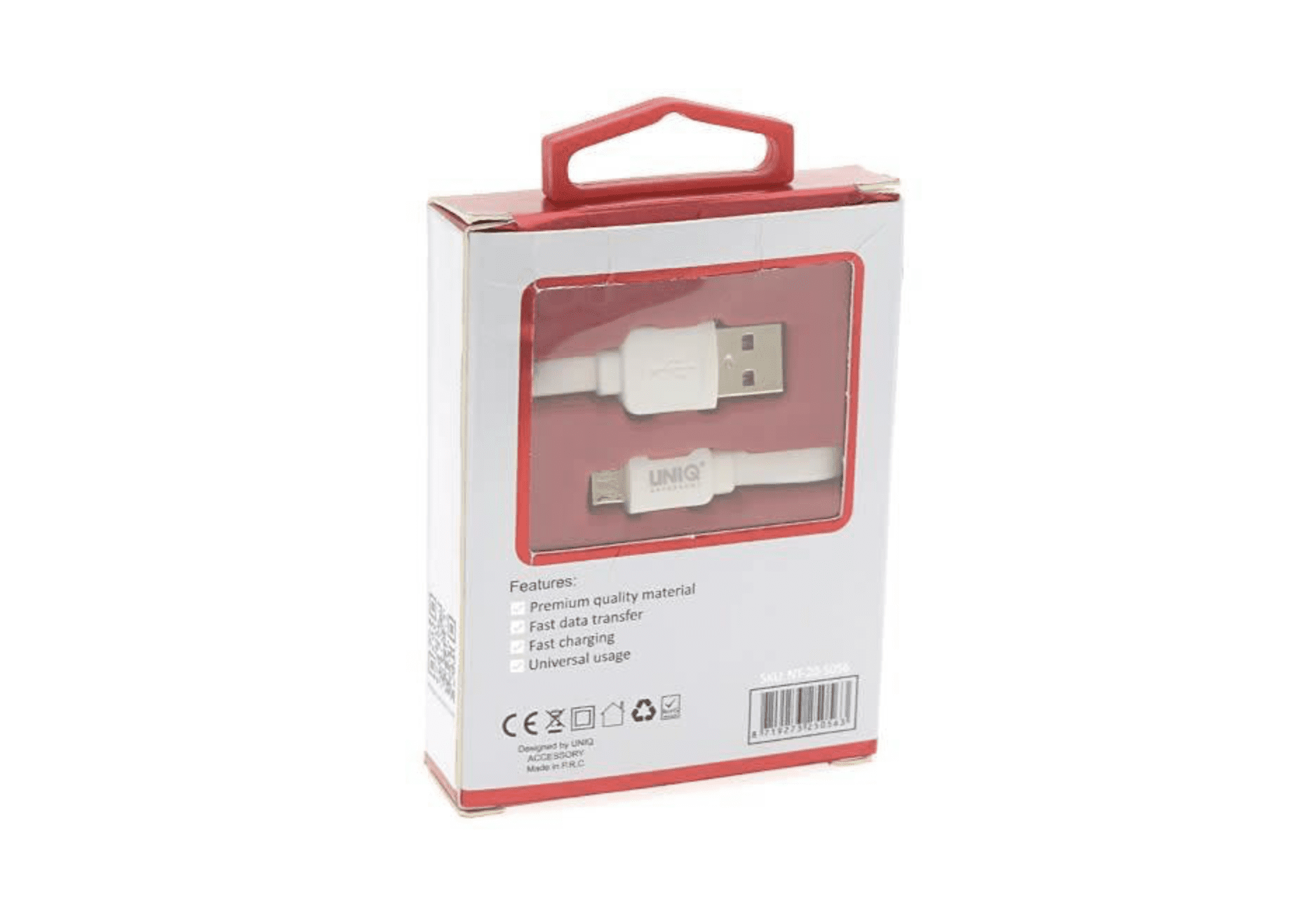 Cable Micro USB - 1 Metro Blanco - Carga Rápida/Transferencia de Datos 2.1A - Accesorio Uniq